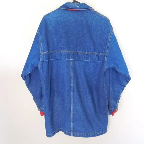 Vintage FILA Denim Jacket Adult M USA Made Rare 90s Jean Button Up Faded Casual